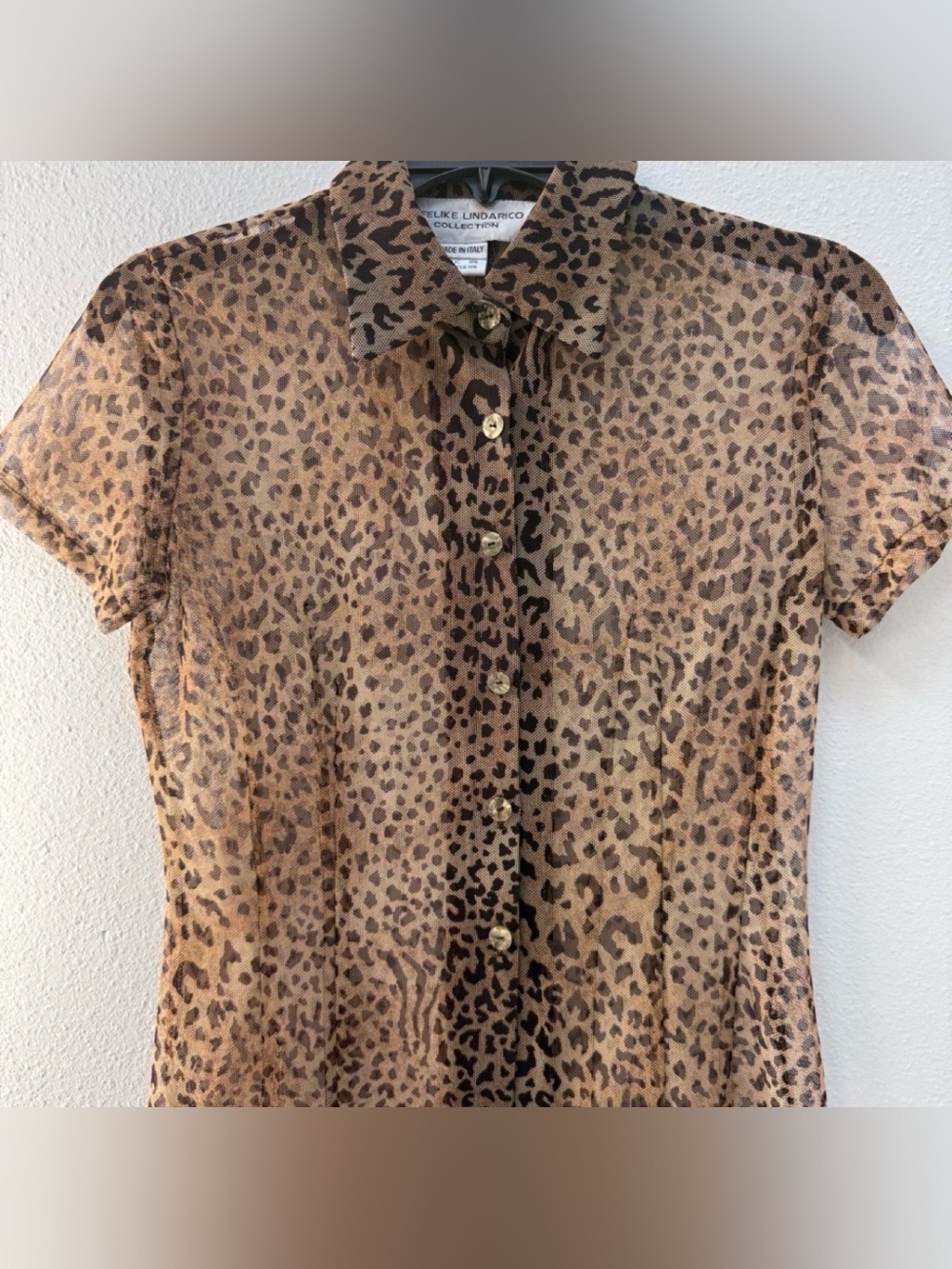 Vtg Lifelike Lindarico Leopard Print
Button Up Blouse Sz S